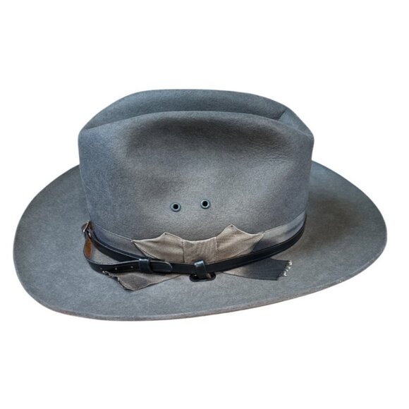 Stratton Sheriff Style FELT Hat Brim Oval Gray Sz 7 1/4 Self Forming USA - Picture 9 of 9